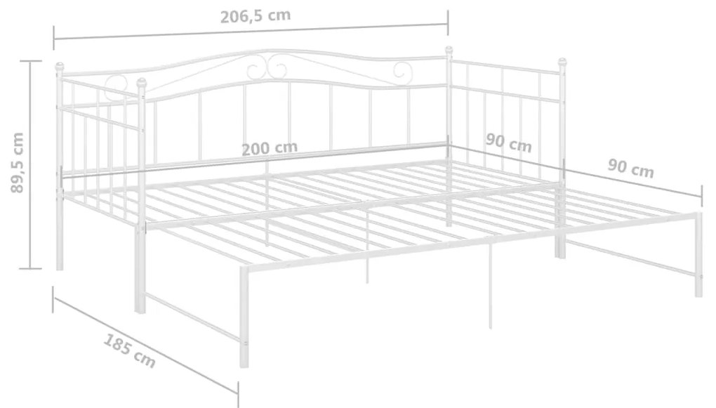 Estrutura sofá-cama de puxar 90x200 cm metal branco