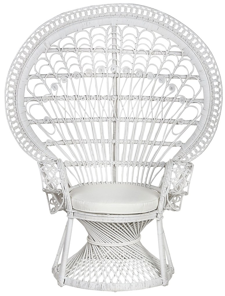 Poltrona pavão de rattan branca EMMANUELLE Beliani