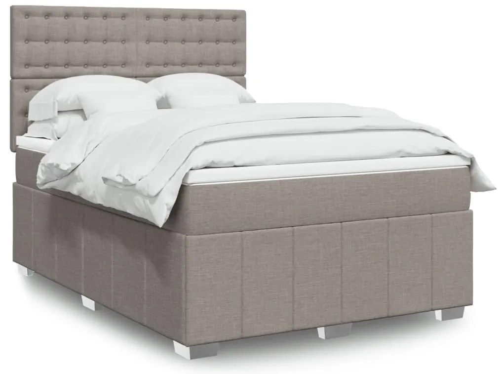 Cama com molas/colchão 140x190 cm tecido castanho-acinzentado