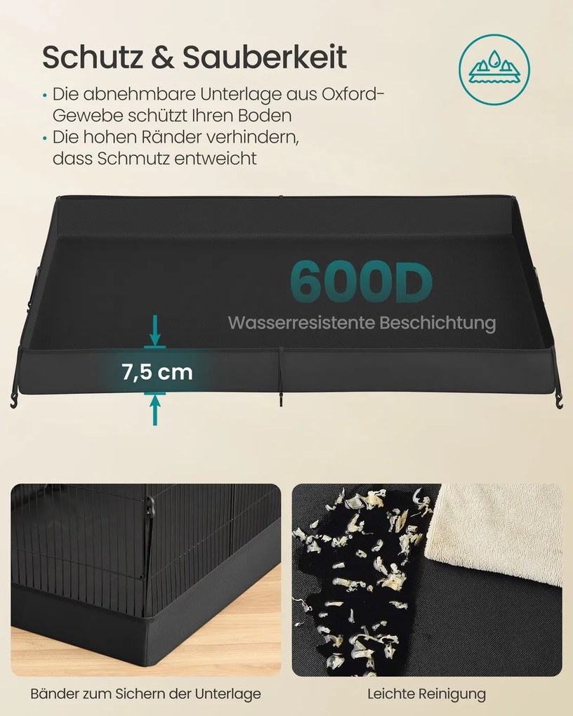 Gaoila para pequenos animais com base e porta dupla 123 x 63 x 41,5 cm (RELVA E ACESSORIOS NÃO INCLUIDOS) para roedores Preto