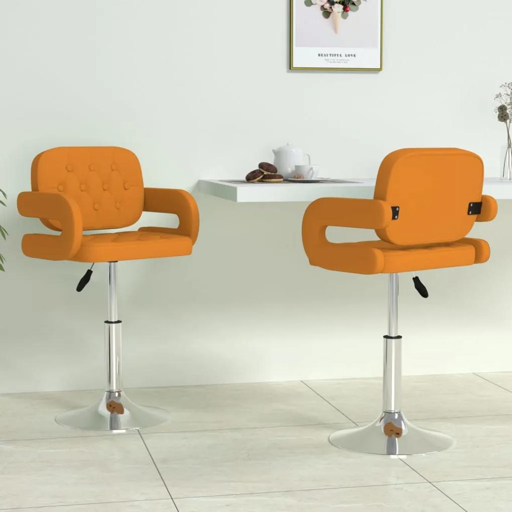 335564 vidaXL Cadeiras de jantar giratórias 2 pcs couro artificial laranja