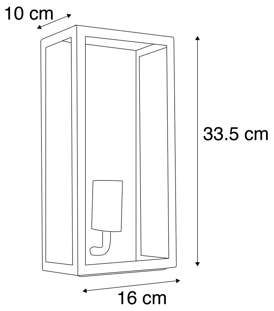 Aplique de parede industrial exterior preto IP44 com vidro - Rotterdam Moderno