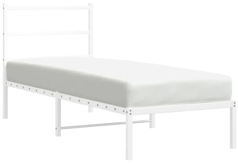 Estrutura de cama com cabeceira 80x200 cm metal branco