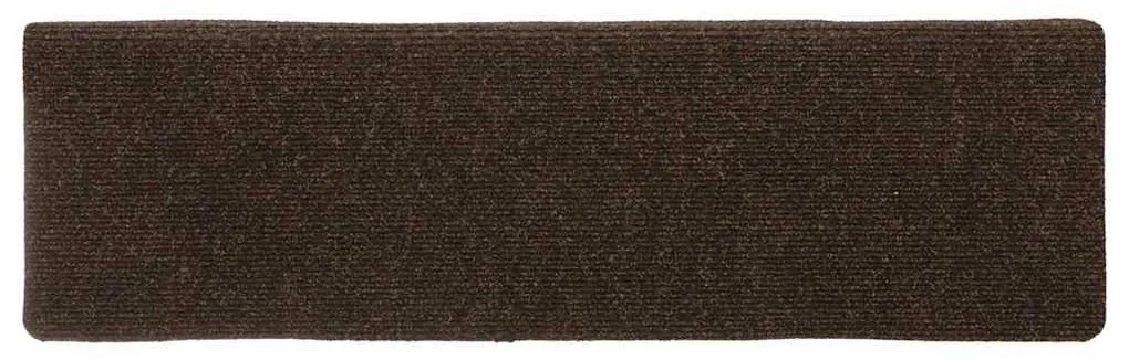 Tapetes de escada 15 pcs 65x21x4 cm tecido agulhado castanho
