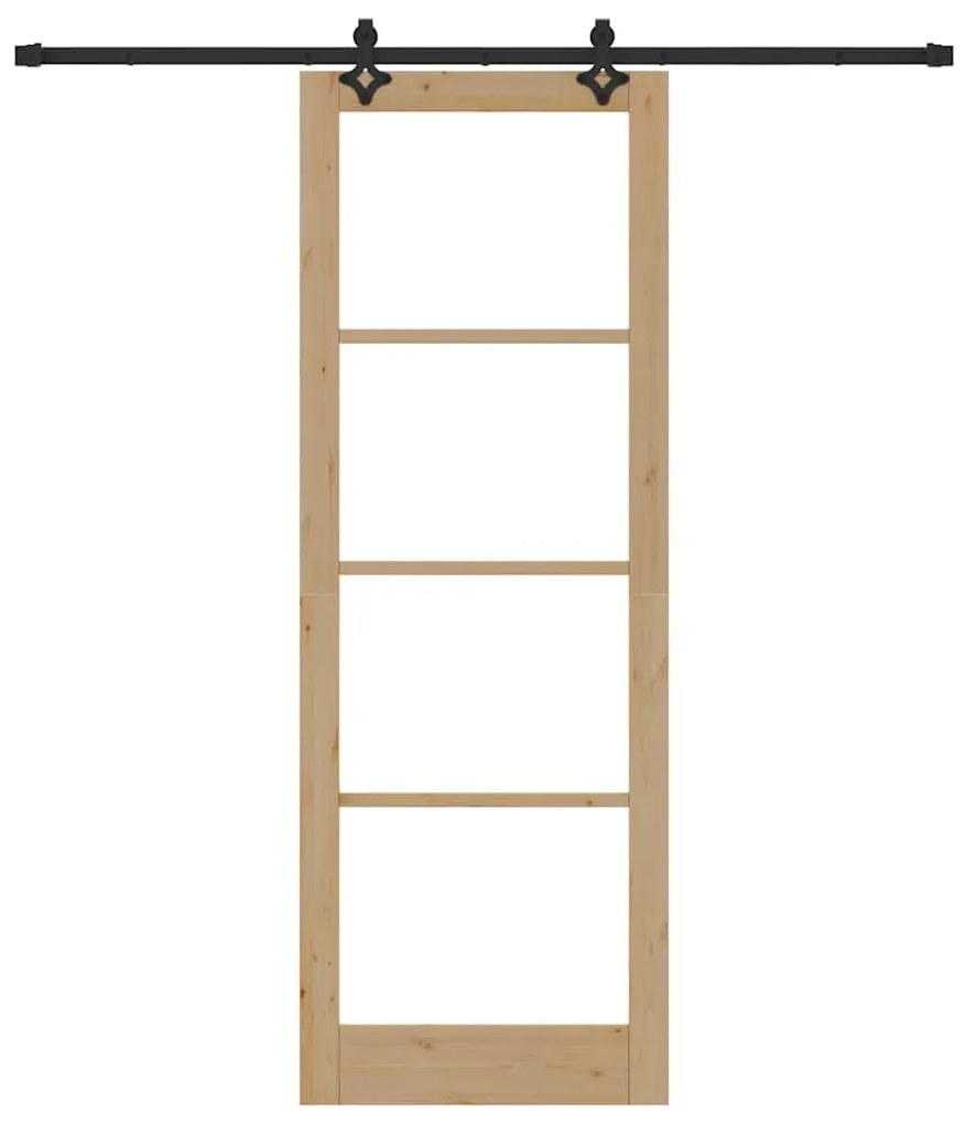 Porta Deslizante vidaXL com Conjunto de Ferragens 83x232 cm Madeira Só
