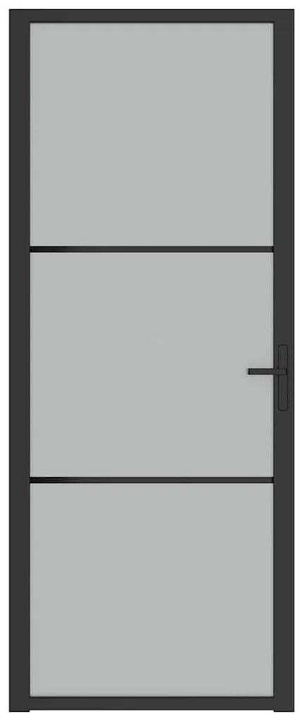 Porta interior 83x201,5 cm vidro fosco e alumínio preto