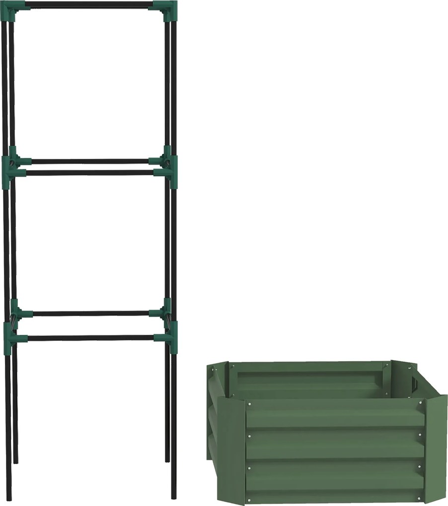 Outsunny Floreira Grande com Treliça e Base Aberta para Plantas Trepadoras 61x61x140 cm Verde | Aosom Portugal