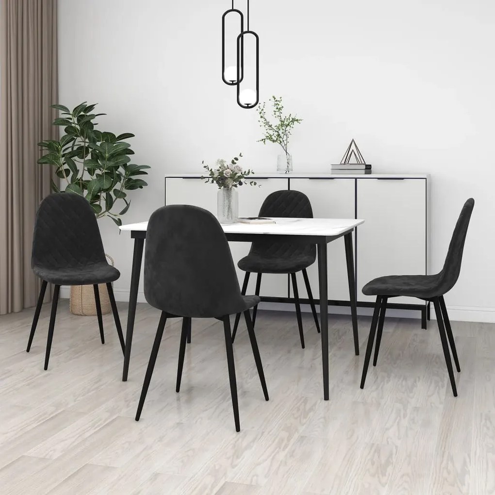 vidaXL Cadeiras de jantar 4 pcs veludo preto