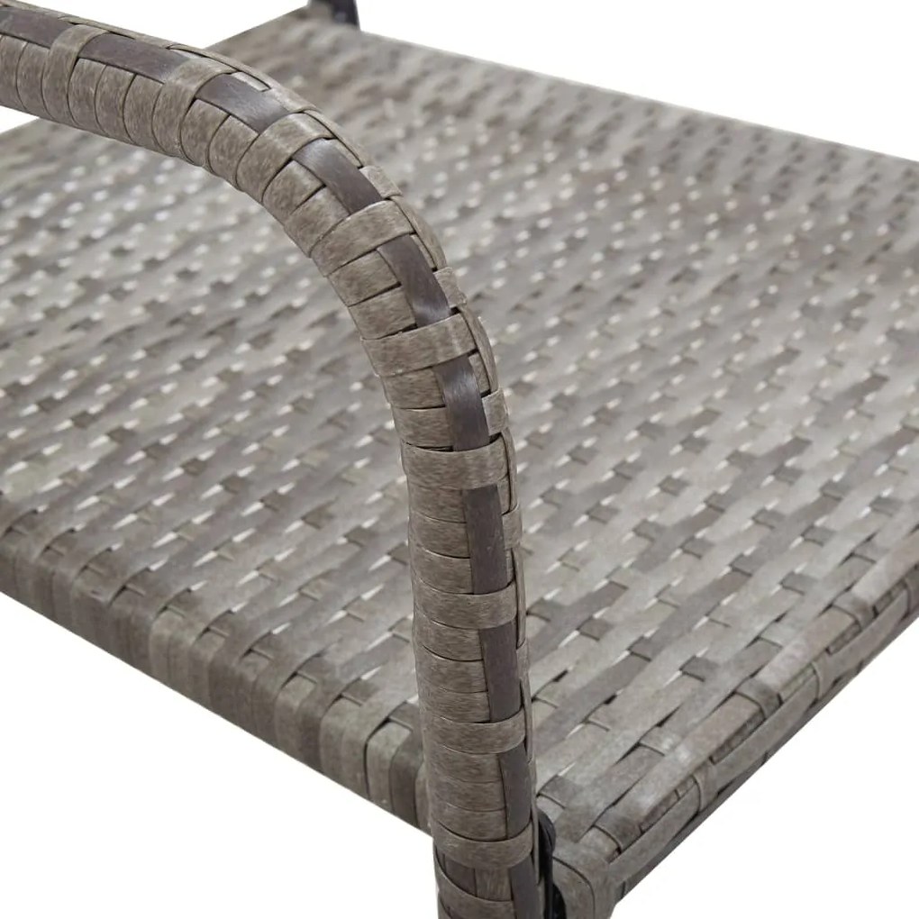 3 pcs conjunto de jantar para jardim vime PE cinzento