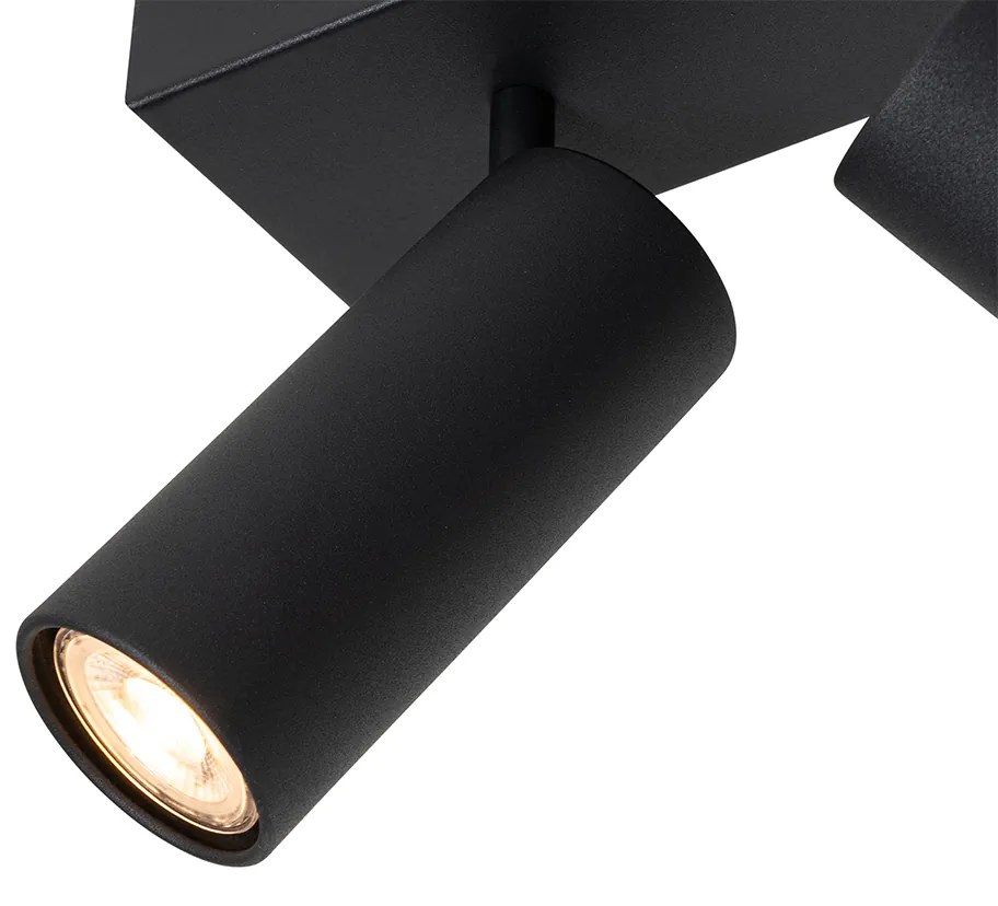 Candeeiro de teto moderno preto 4 luzes ajustáveis - Renna Moderno