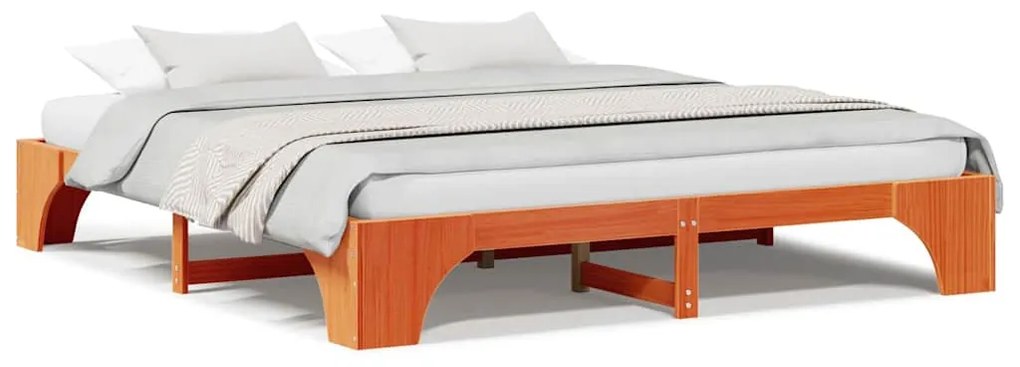 Cama Encerada Marrom 200x200 cm de Madeira de Pinho