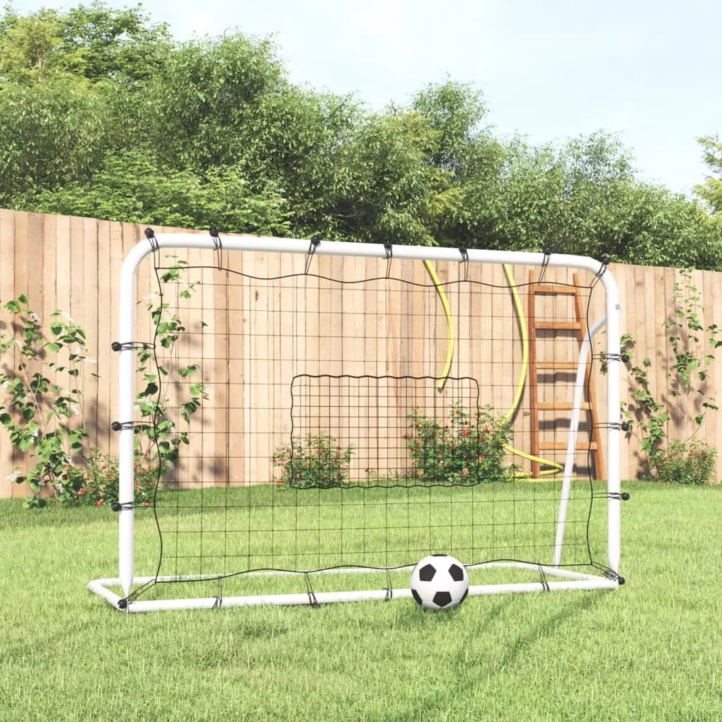 Baliza de futebol com rede 184x61x123 cm aço/PE branco/preto