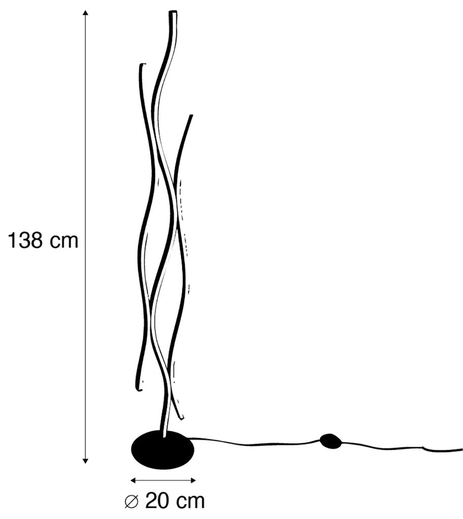 Candeeiro de pé de design preto com prata incl. LED regulável - Blaze Design
