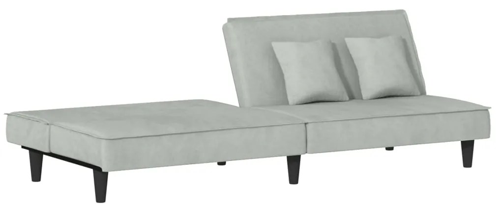 Sofá-cama veludo cinzento-claro
