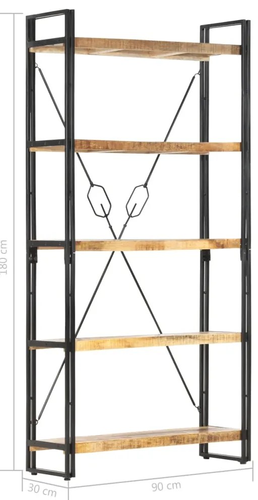 Estante com 5 prateleiras 90x30x180cm madeira mangueira maciça