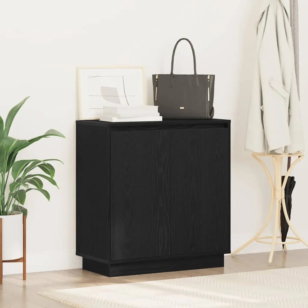 Aparador vidaXL com LED em Carvalho Preto 71x34,5x75 cm em Madeira Eng