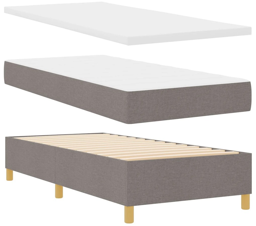 Cama Box com Colchão Taupe 100x200 cm Tecido