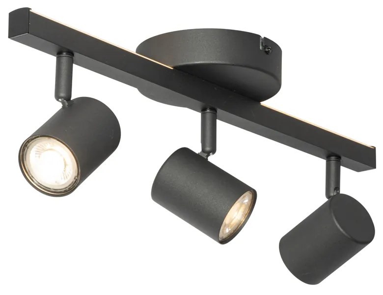 LED Foco de teto preto GU10 50mm 3-luzes Incl. Luz de fundo - Back Up Moderno