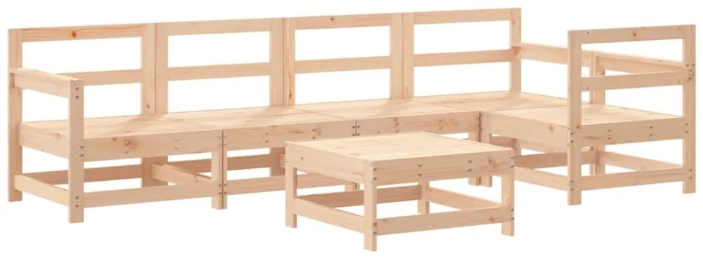 6 pcs conjunto lounge jardim c/ almofadões madeira maciça