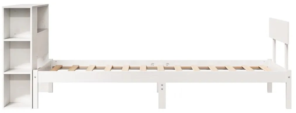 Cama com estante sem colchão 90x200 cm pinho maciço branco