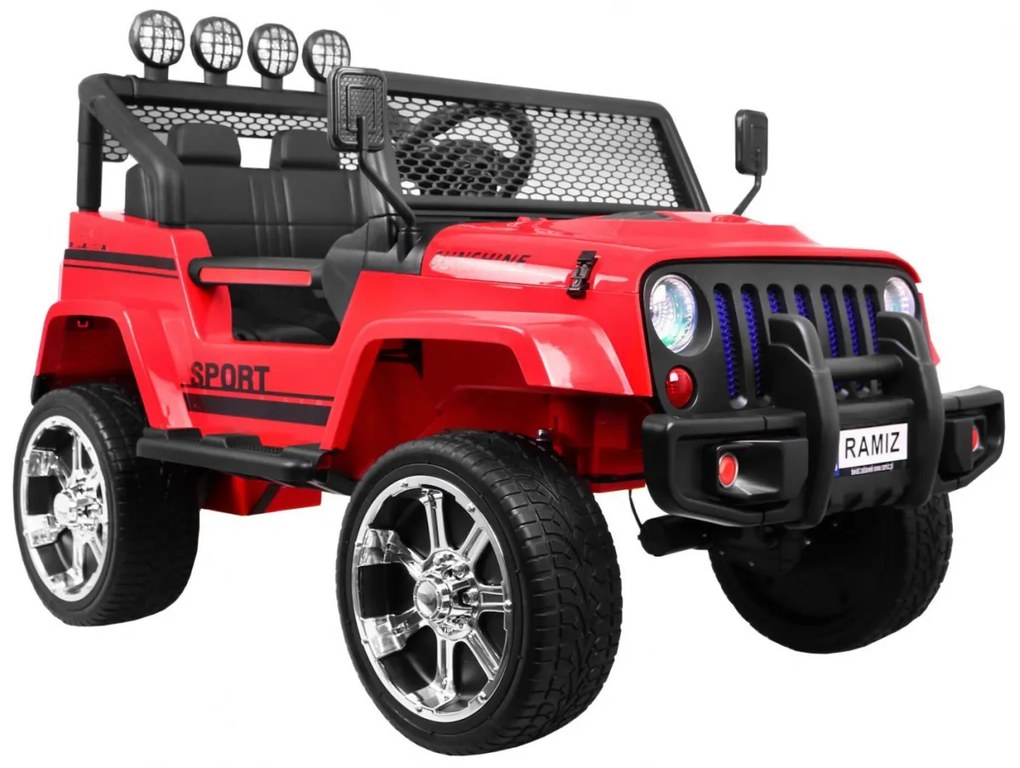 Jipe elétrico para Crianças NEW Raptor DRIFTER 4 x 4, 12V Rodas Espuma EVA, Assento couro Vermelho