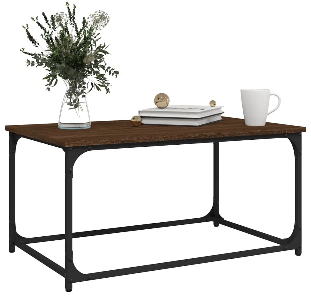 Mesa de centro 80x50x40 deriv. madeira/ferro carvalho castanho