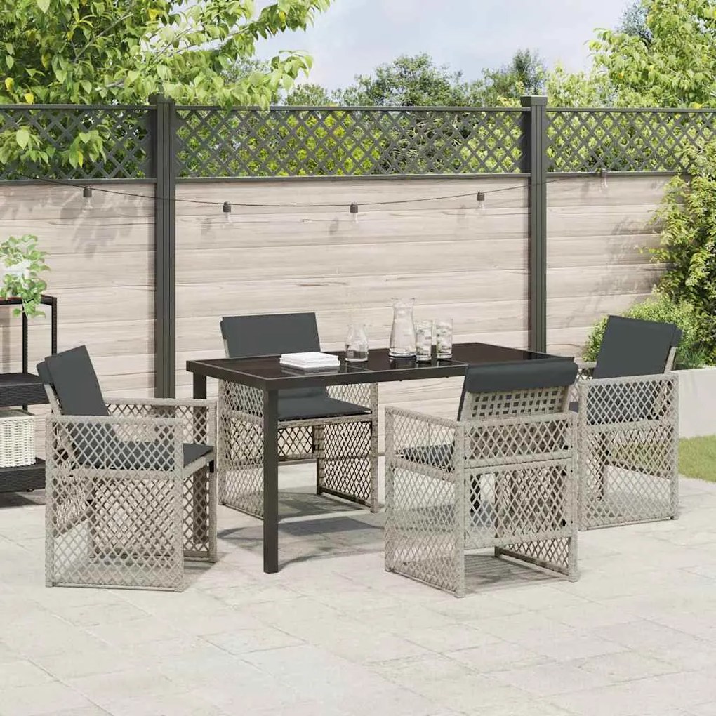 Conjunto de Jantar para Jardim vidaXL 5 Peças com Almofadas Cinza-Clar