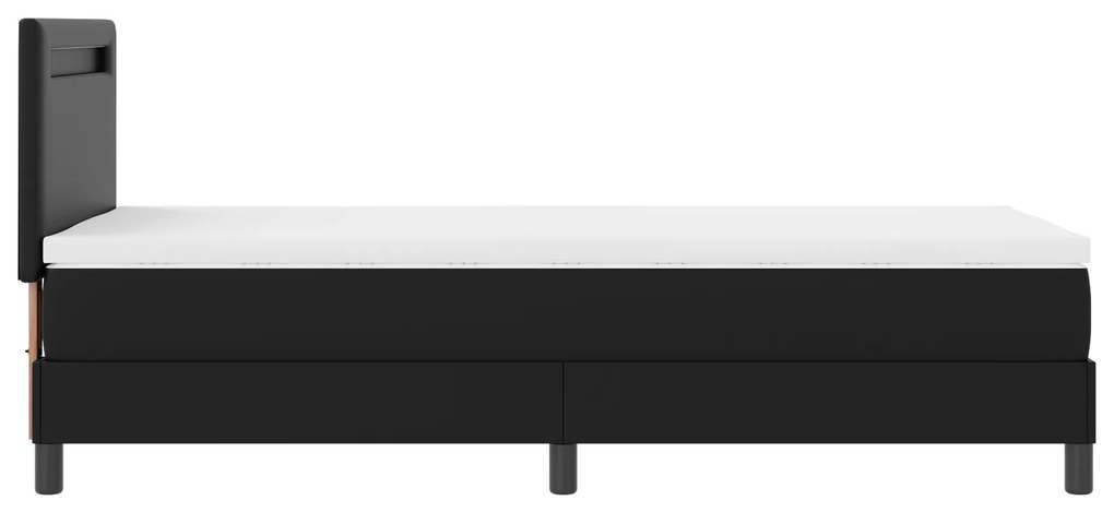 Cama Box vidaXL com Colchão Preta 90x200 cm de Couro Sintético, Cabece