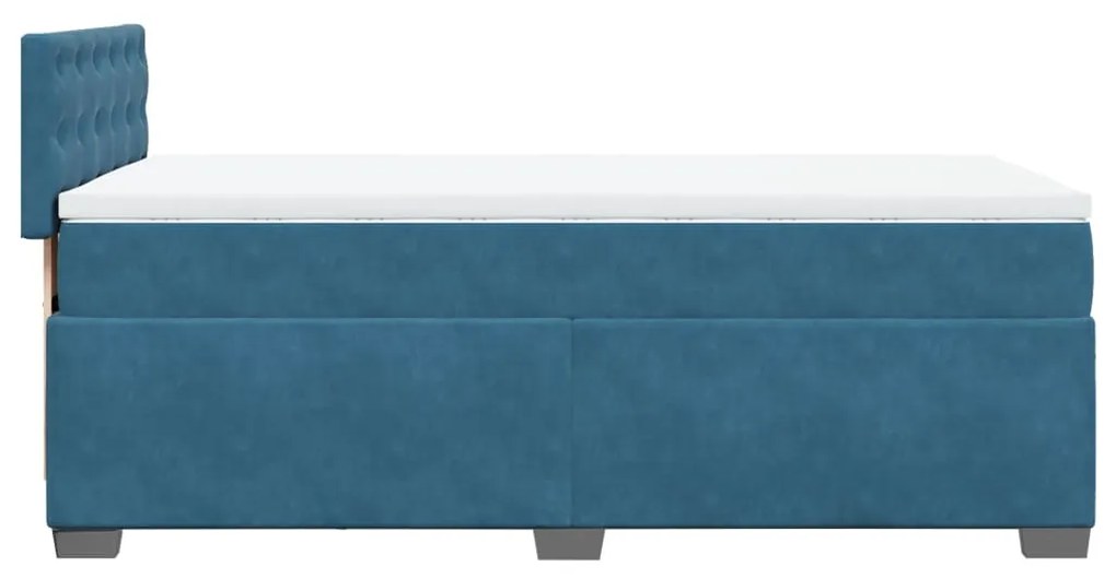 Cama boxspring com colchão 90x200 cm veludo azul