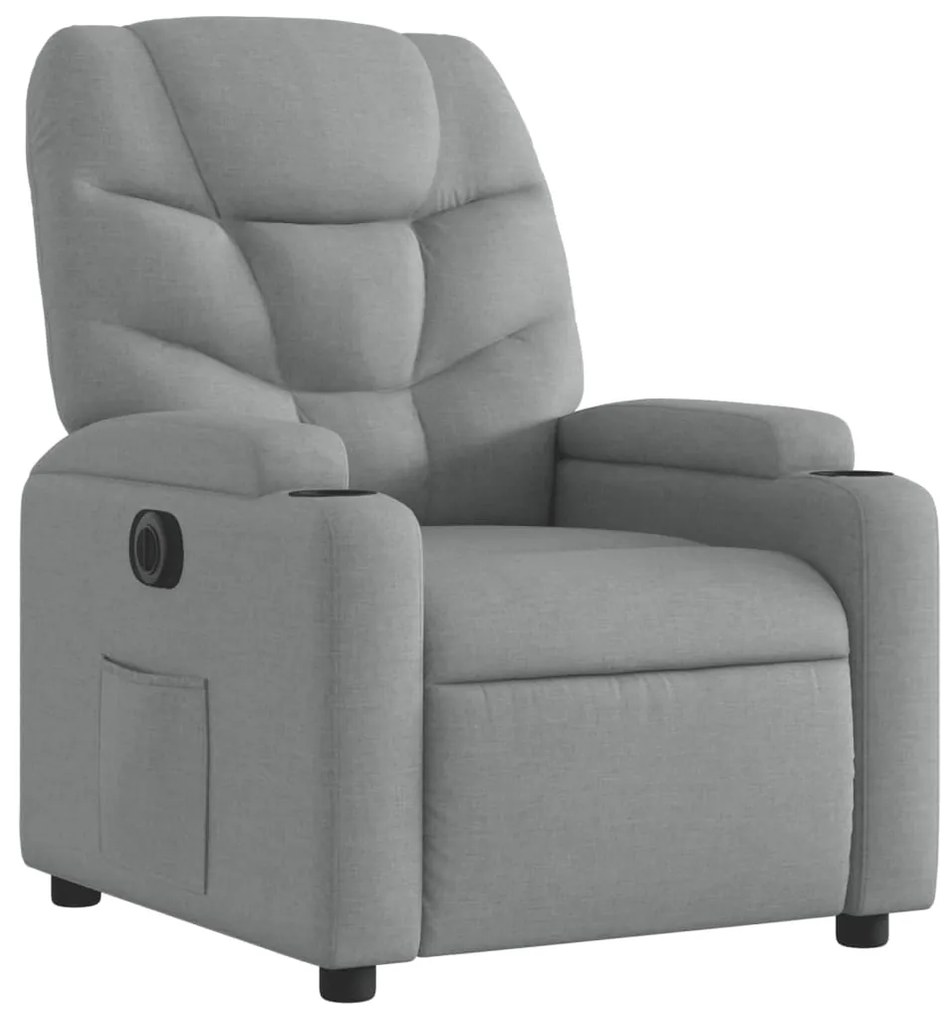 Poltrona reclinável elétrica tecido cinzento-claro