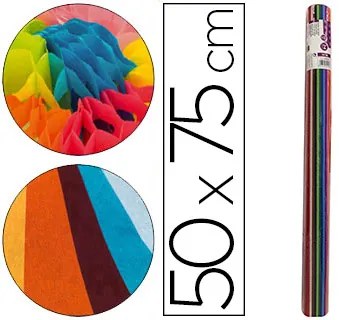 Rolo de Papel Seda 12 Cores Sortidos 17gr de 24 Folhas 50x75cm