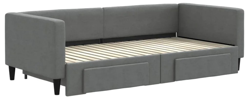 Sofá-cama c/ gavetão e gavetas 90x190 cm tecido cinzento-escuro