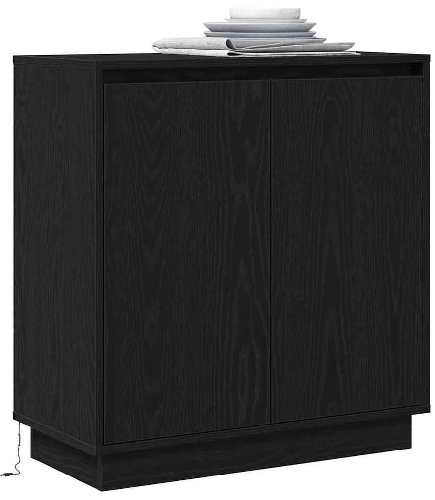 Aparador vidaXL com LED em Carvalho Preto 71x34,5x75 cm em Madeira Eng