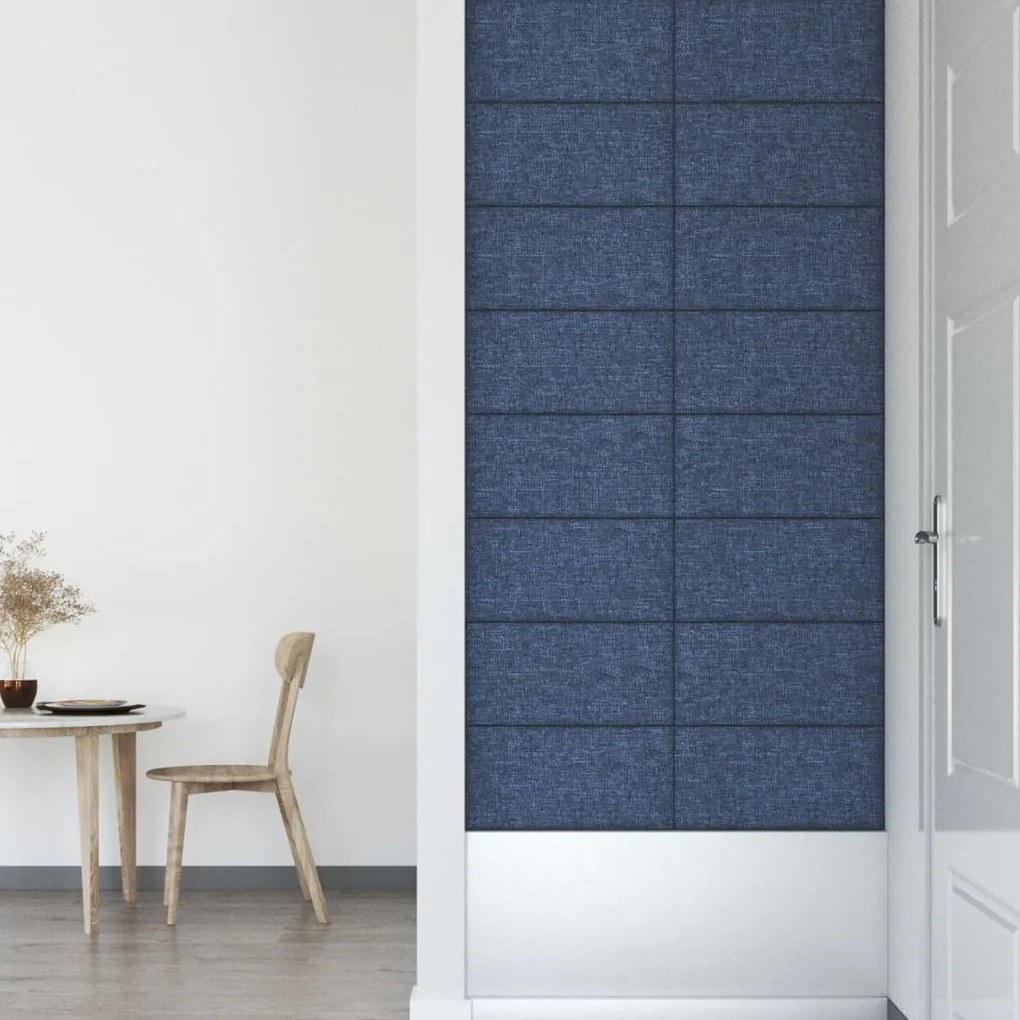 Painel de parede 12 pcs 60x30 cm tecido 2,16 m² azul