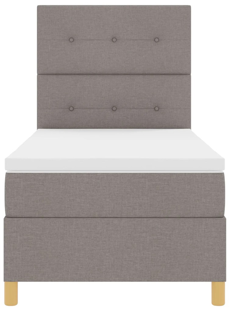 Cama Box Spring com Colchão Taupe 90x200 cm Tecido