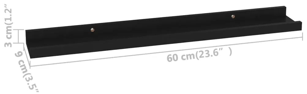 Prateleiras de parede 4 pcs 60x9x3 cm preto
