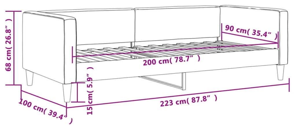 Sofá-cama 90x200 cm tecido cinzento-acastanhado