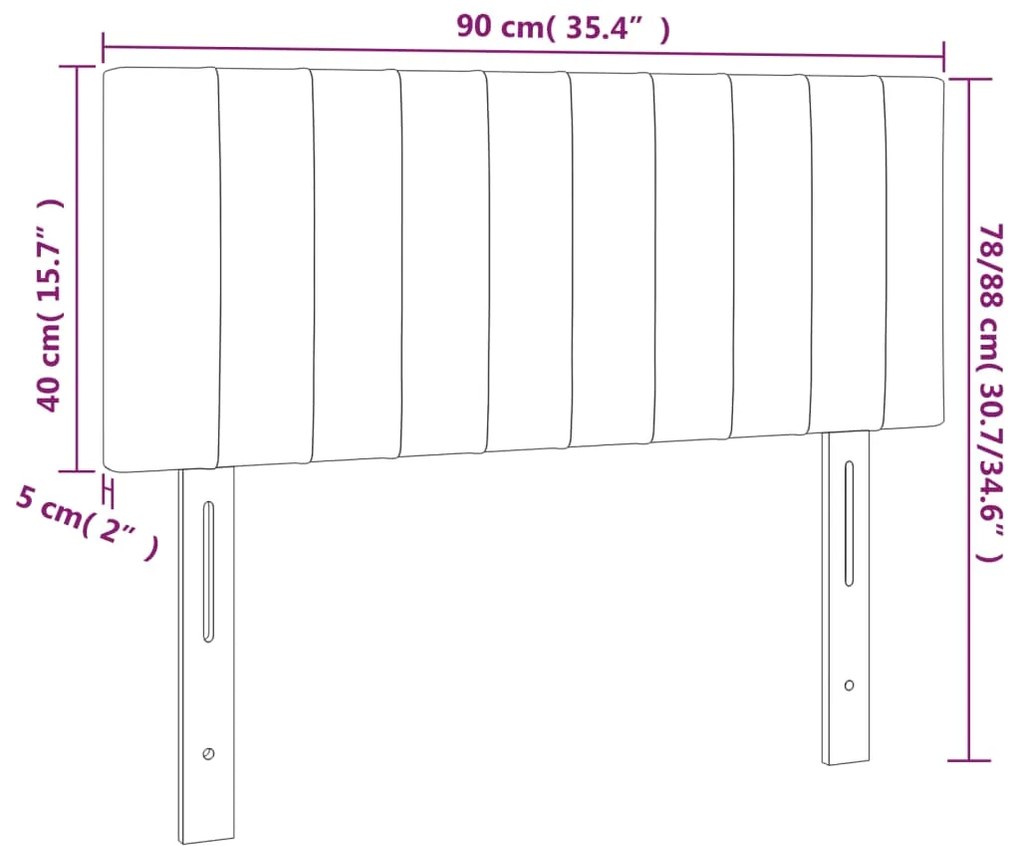 Cabeceira de cama c/ luzes LED tecido 90x5x78/88 cm preto