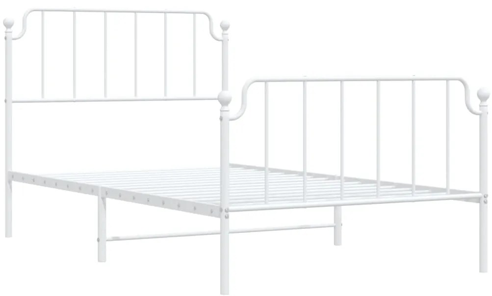 Estrutura de cama com cabeceira e pés 107x203 cm metal branco