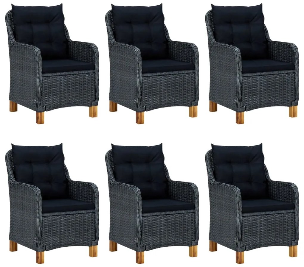 7 pcs conjunto de jantar para jardim cinzento-escuro