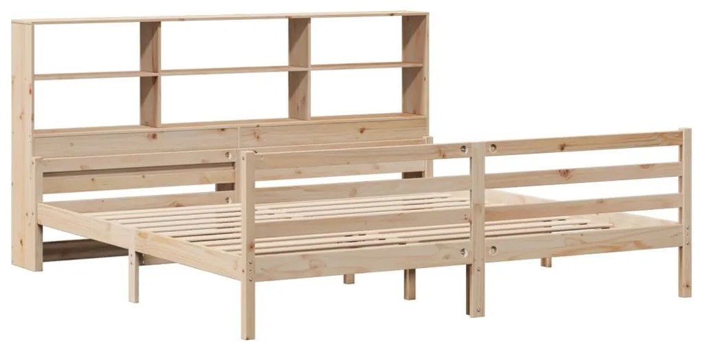 Cama com estante sem colchão 200x200 cm pinho maciço