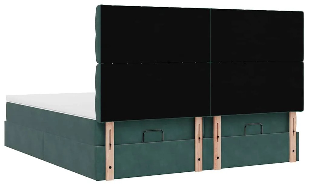 Estrutura de cama otomana com colchão verde escuro veludo