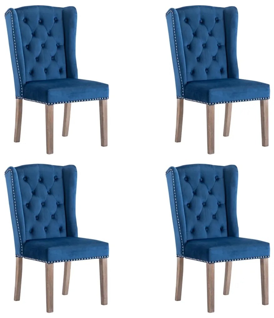 vidaXL Cadeiras de jantar 4 pcs veludo azul