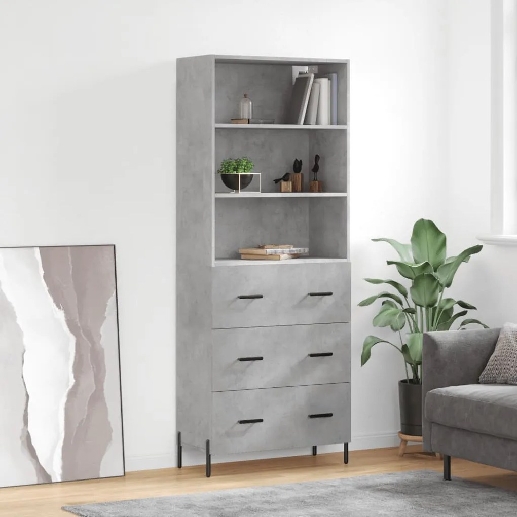 vidaXL Armário alto 69,5x34x180 cm derivados de madeira cinza cimento