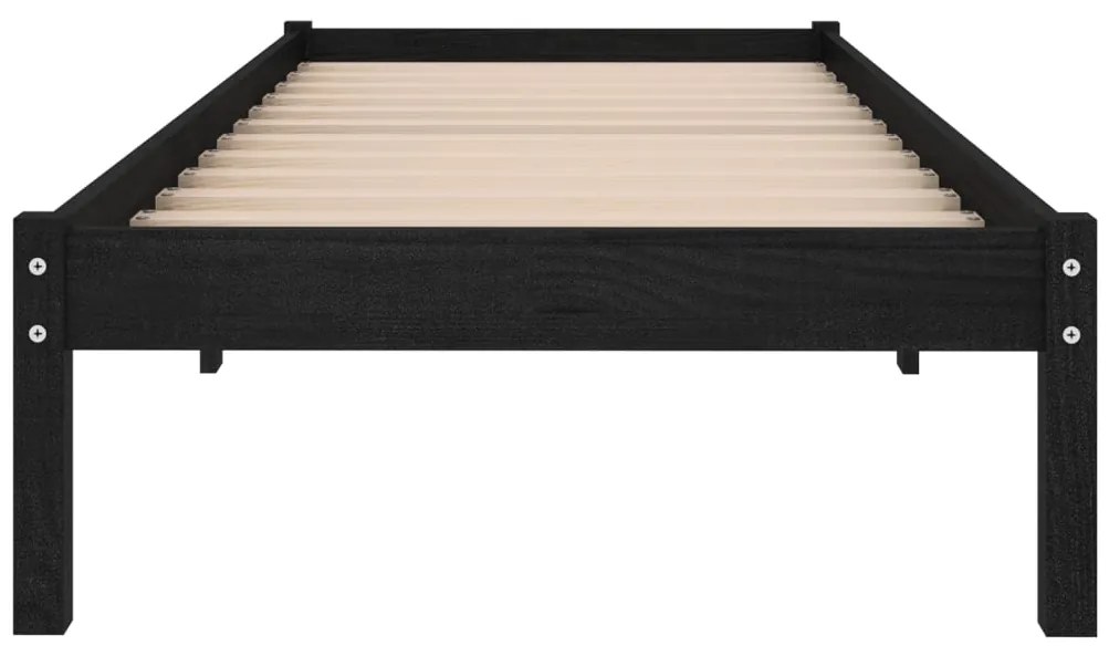 Estrutura cama pequena solteiro 75x190 cm madeira maciça preto
