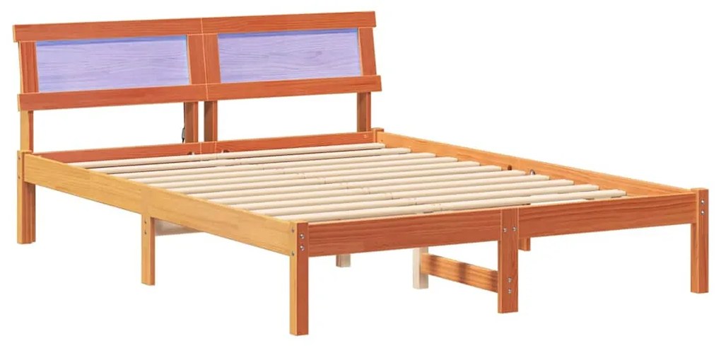 Estrutura da Cama Castanho-mel 140 x 190 cm Madeira de Pinheiro