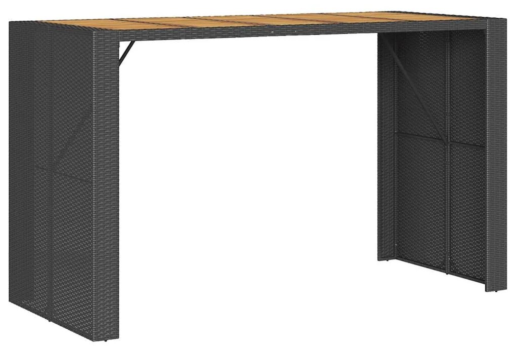7 pcs conj. de bar jardim sem almofadões vime PE/acácia preto