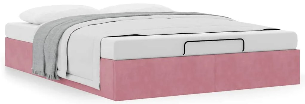 Estrutura de cama otomana sem colchão 140x200 cm veludo rosa