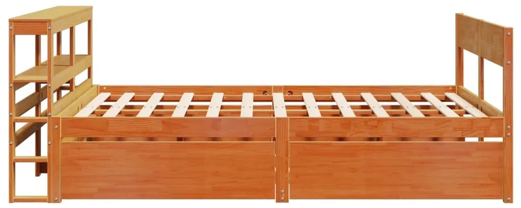 Cama sem colchão 140x190 cm pinho maciço castanho-mel