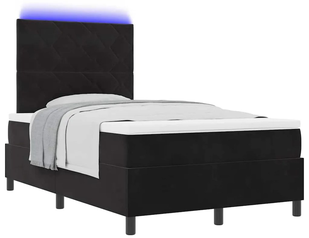 Cama Box com Colchão e LED VidaXL Preto 120x200 cm Veludo